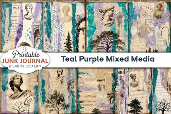 Download Teal Purple Mixed Media Junk Journal - Journal Collection